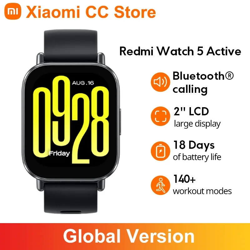 

Глобальная версия Xiaomi Redmi Watch 5 Active 2-дюймовый дисплей До 18 дней автономной работы 140+ режимов тренировок Bluetooth-вызовы 5ATM