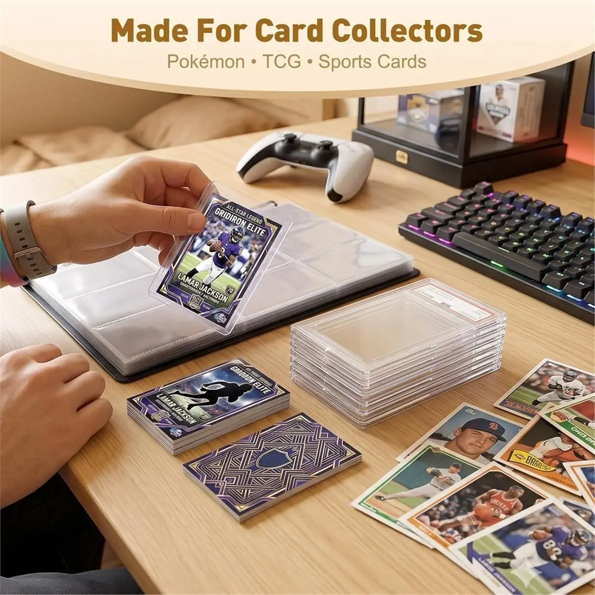 Card Cleaning Kit for Trading Cards, Complete Card Care Kit with Microfiber Cloth for Sports Cards & TCG Collections B