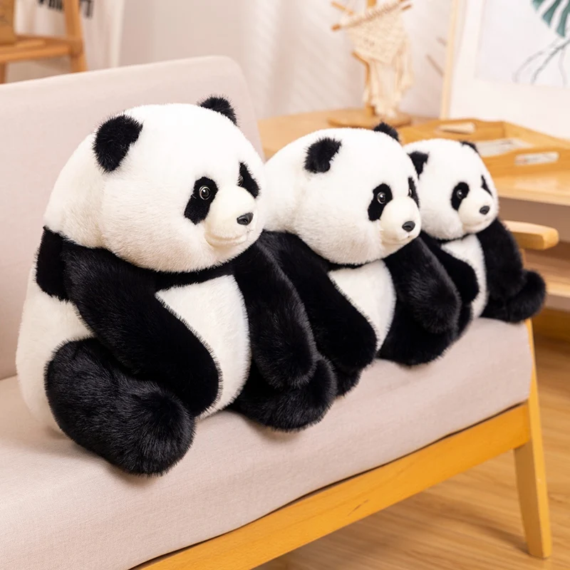 Realistic Cute Giant Panda Baby Plush Toy Simulated Rare Animal Pandas Doll Stuffed Soft Hug Pillow for Kids Birthday Gifts Deco