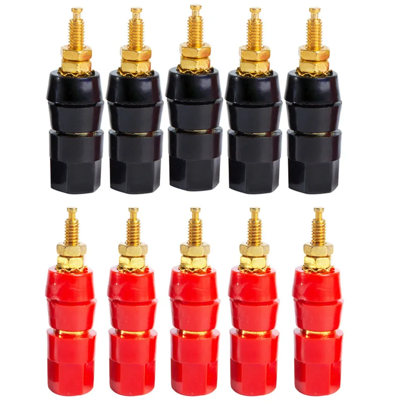 10Pcs Banana Plug Jack Socket Test Probe Audio Speaker Terminal Binding Post Adapter Connector for 4mm Plugs Black and Red