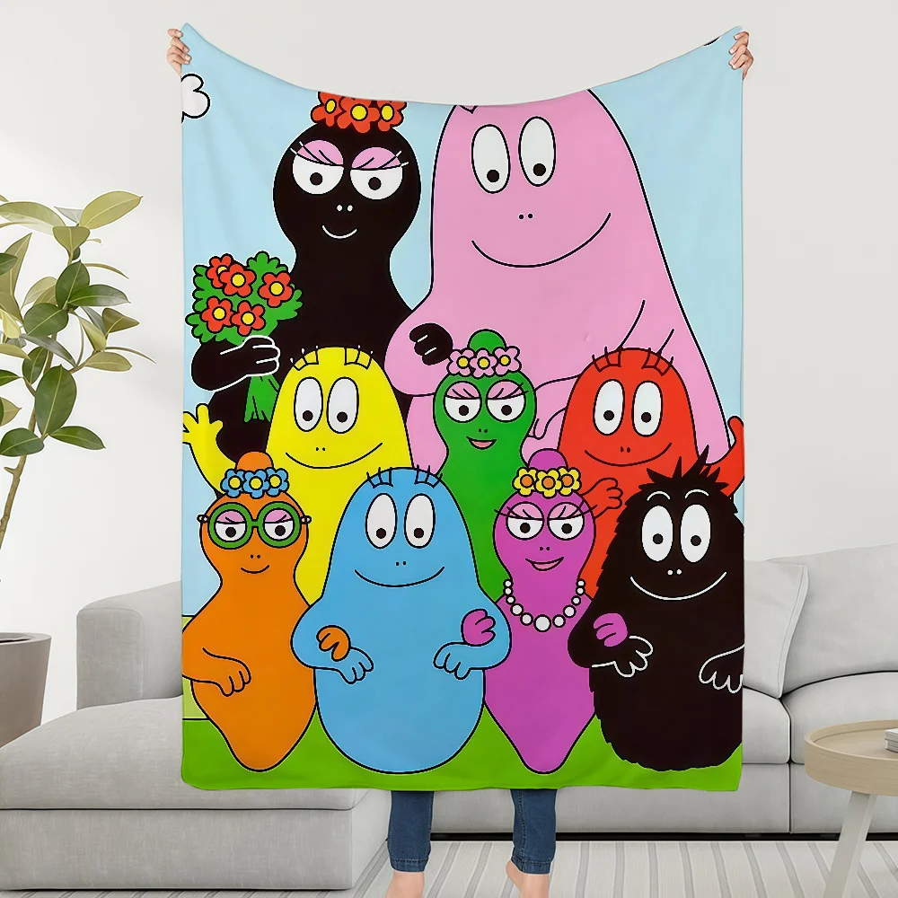Cute B-BarbapapaS-ES Cartoon Blanket Throw Super Cosy Plush Living Room Sofa Couch Childish Birthday Gifts
