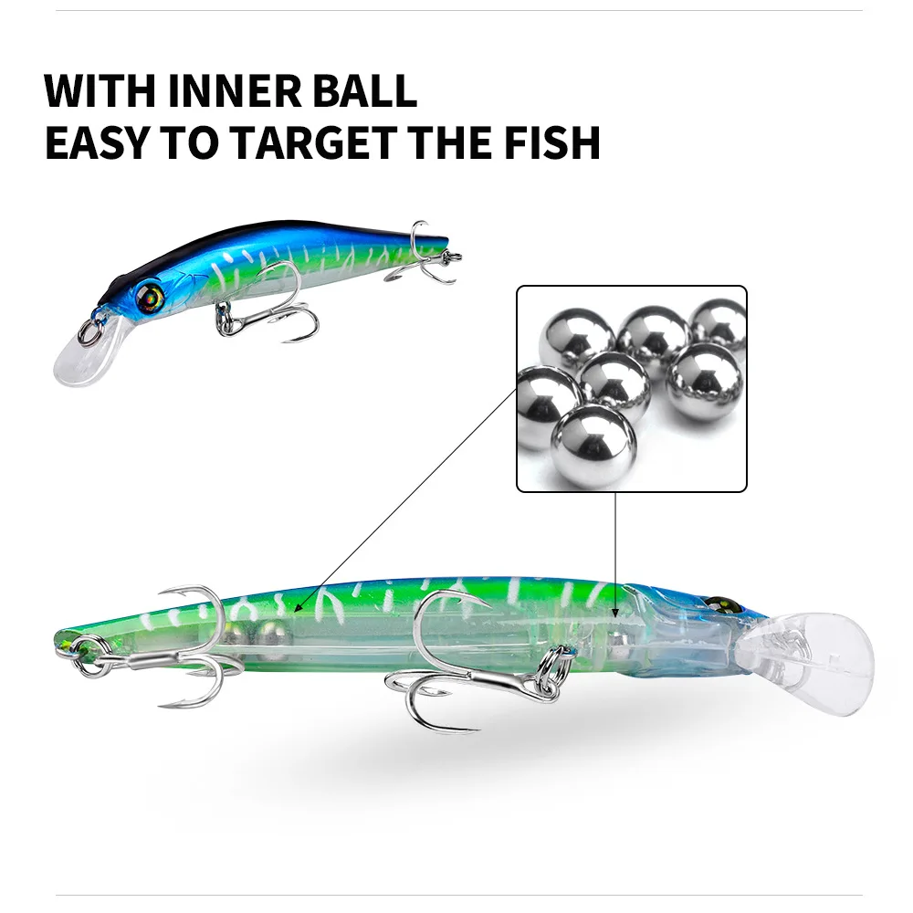 

1pcs Hard Artificial Minnow Lure 3g-11.5g-24.5g Crankbait Fishing Baits 6 Colors with Treble Hook for Freshwater And Saltwater