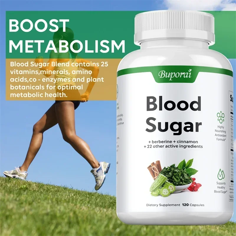 

Blood Sugar Capsules - Supports Blood Sugar Balance, Promotes Metabolism, for Digestive Health, Cholesterol, Heart Health
