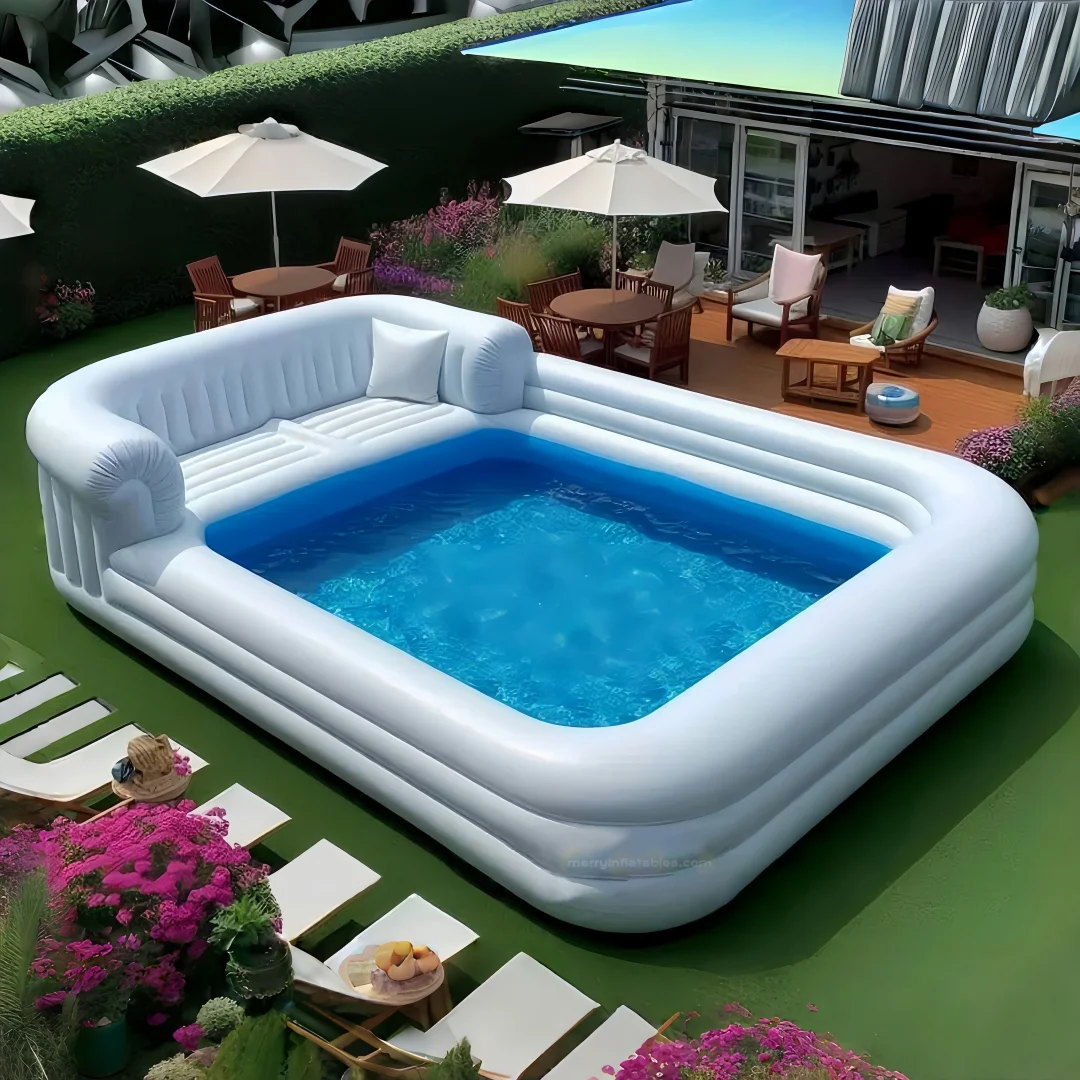 

New Factory Inflatable Pool Sofa Lounge Sofa Pool Beach Airtight Water Playing Bar Pool with Sofa Blow up Bar Pool with seat