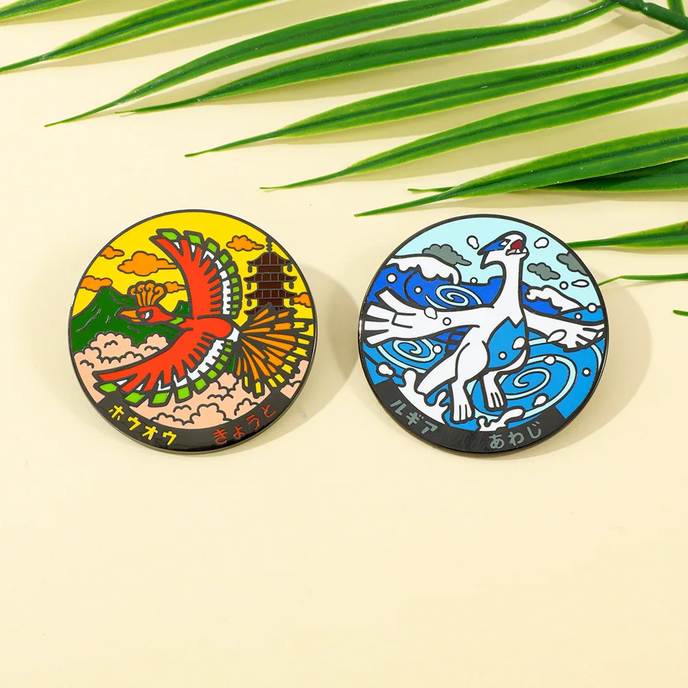 

Аниме-значок Pokemon Lugia Ho-Oh, эмалевая брошь, коллекционный значок, украшение для джинсов и одежды, аксессуары, подарки