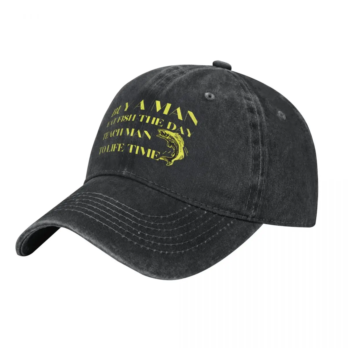 Buy A Man Eat Fish The Day Teach Man To Life Time Baseball Caps Peaked Cap Fish Sun Shade Hats for Men