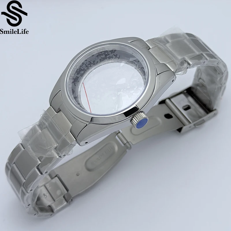 SmileLife 38mm Case Sapphire Glass 316L Stainless Steel For NH35/NH36/4R/7S With Leather/Stainless steel Strap Accessory Part