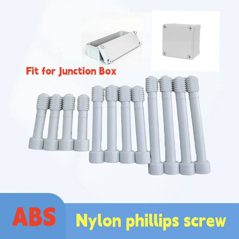 4Pcs Nylon Screw Fit for Waterproof Junction Box Distribution Box Accessories Cross Round Head Plastic Screw M10