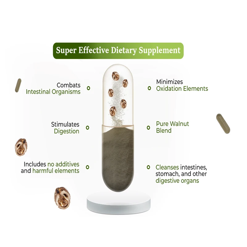 Green Black Walnut Blend, A Super Strong Formula Containing Natural Walnuts, Supports Intestinal Health