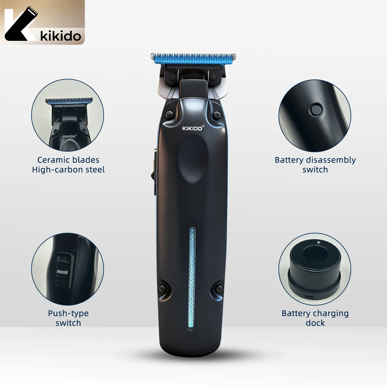 KIKIDO مهنة الشعر المتقلب الكهربائية أداة تهذيب اللحية للرجال مقص الشعر آلة قص الشعر أدوات للعناية الشخصية #5