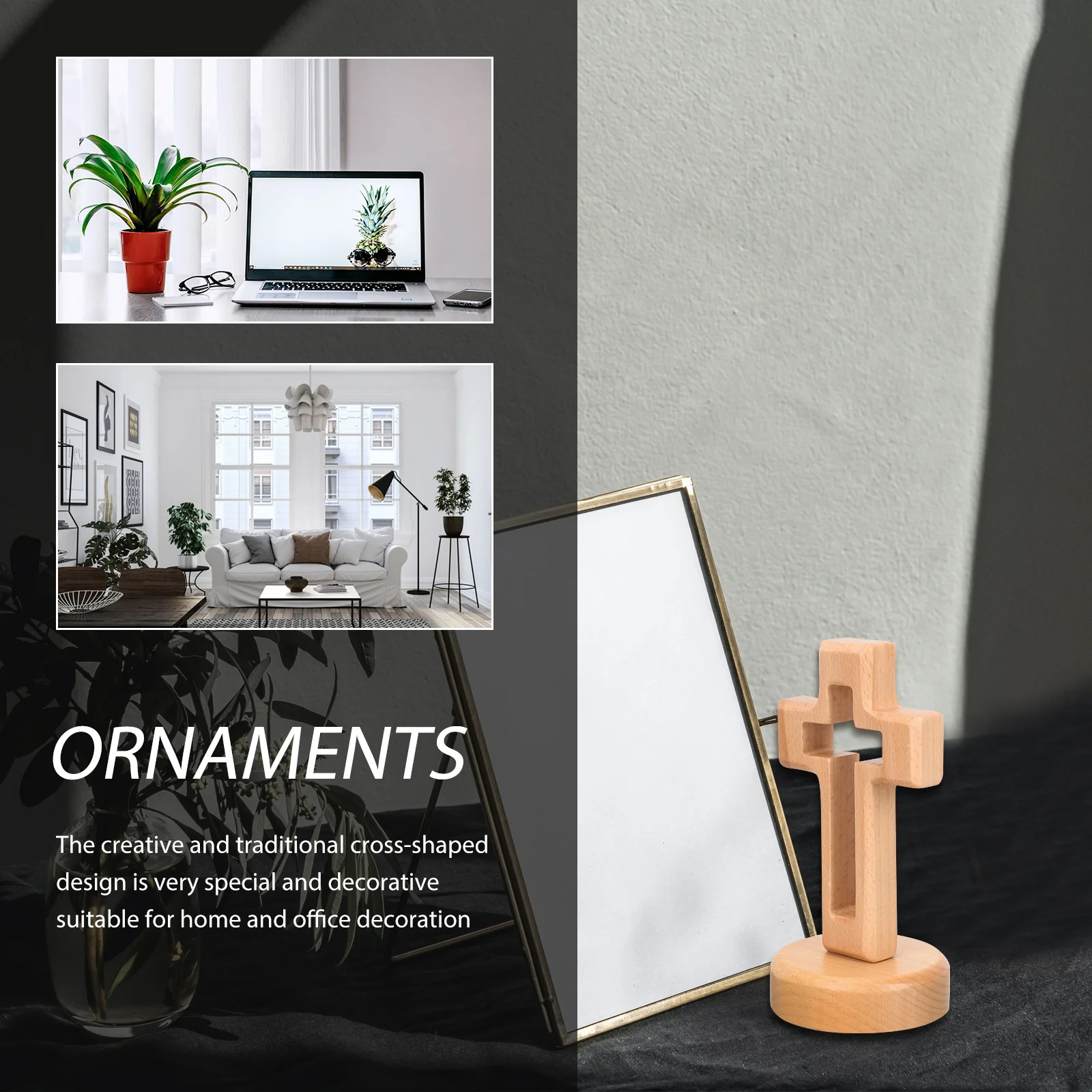 

1Set Traditional Wood Cross Decoration Simple Shape for Desktop Home Office Decor Cross Shaped Adornment Wooden Craft