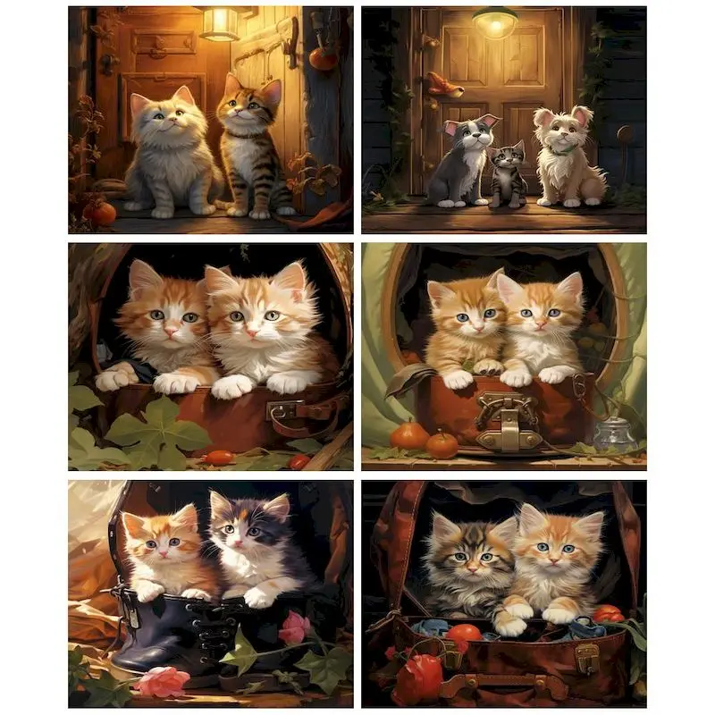 

GATYZTORY Frame Cat DIY Painting By Numbers Animals Hand painted Picture Paint By Numbers Gift For Home Decor Drop Shipping