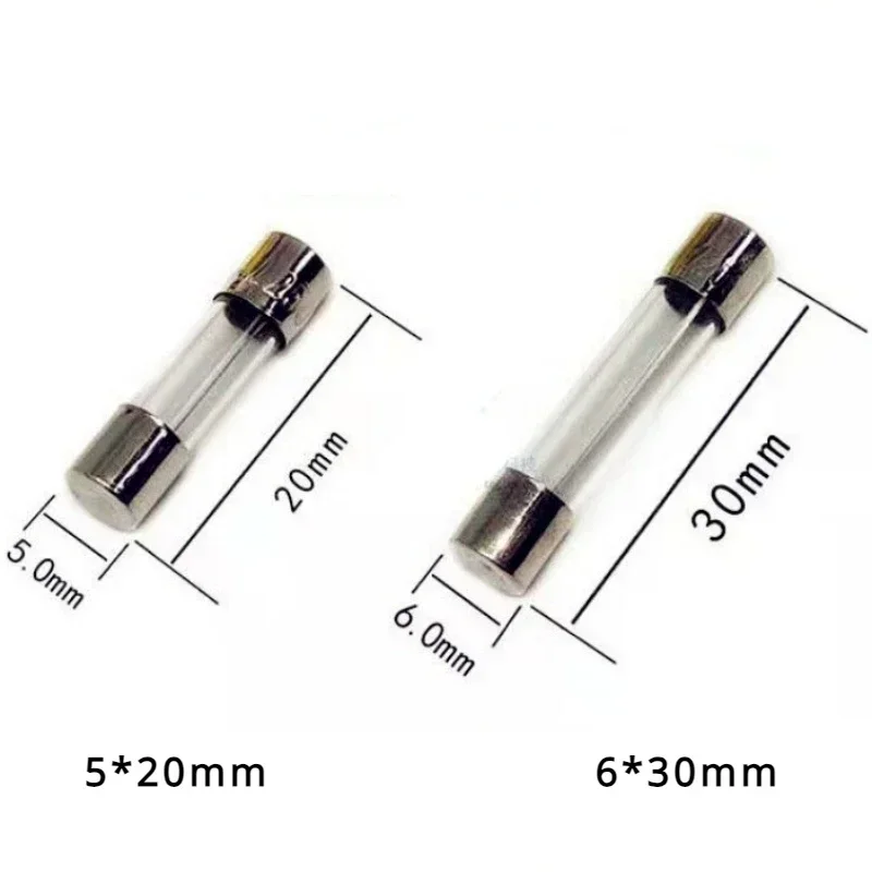 100PCS/lot One Sell 5*20mm 6*30mm Fast Blow Glass Tube Fuses 5x20 6x30 mm 250V 0.5 1 2 3 4 5 6 8 10 15 20 25 30 A AMP Fuse