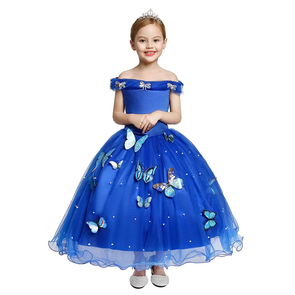 Disney Girls LED Light Up Cinderella Cosplay Costumes Cinderella Princess Dress Kids Halloween Costume Bithday Party Clothings