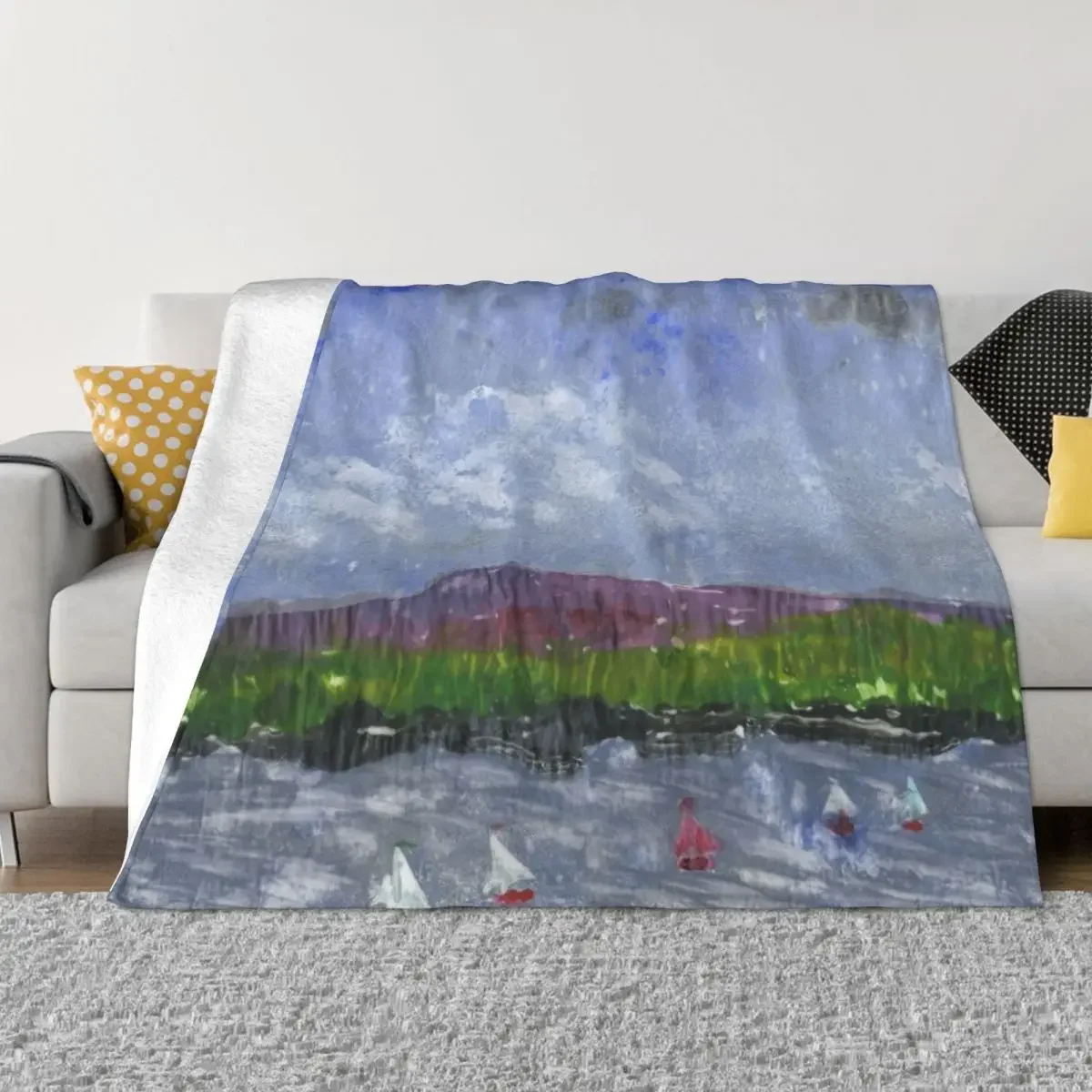 Layered Gelliprint of Trearddur Bay - 1 Throw Blanket bed plaid Summer Beddings Hairy Blankets