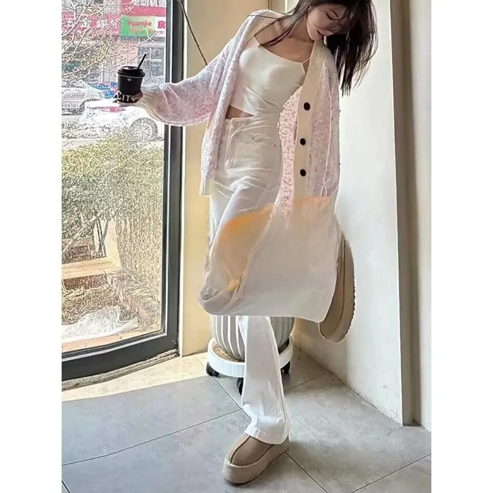 

American Sle High Waist Bell Bot Jeans Women's Spring Autumn plus Size Slimming White Denim Pants Tapered Leggings