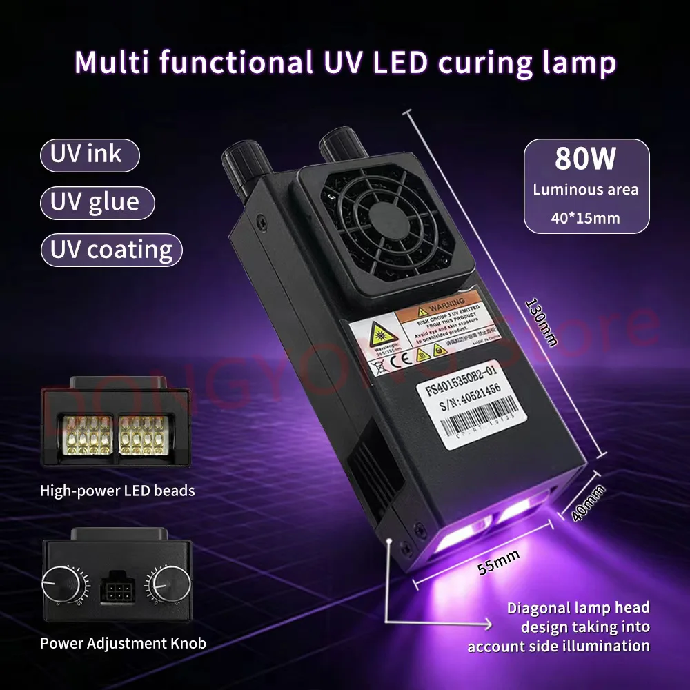 4015 395nm High‑Efficiency Fan‑Cooled UV LED Curing Lamp Fast Drying for UV Ink UV Adhesive Glue