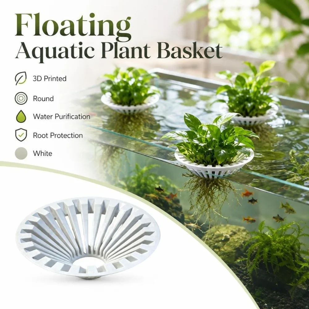3D Printed Floating Colonization Basket Round Water Purification Floating Aquatic Plant Rack Root Protection Universal