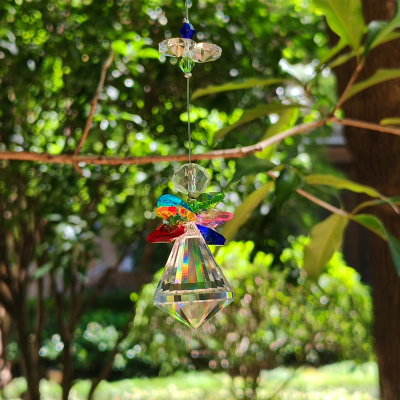 1pc/2pcs Colorful Crystal Sun Catcher Rainbow Maker with Hanging Chain Home Decorative Prism