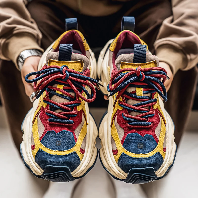 

Men's Casual Sports Shoes Four Season New Breathable Thick Sole Non-slip Comfort Outdoor Running Shoes Students Classic Sneakers