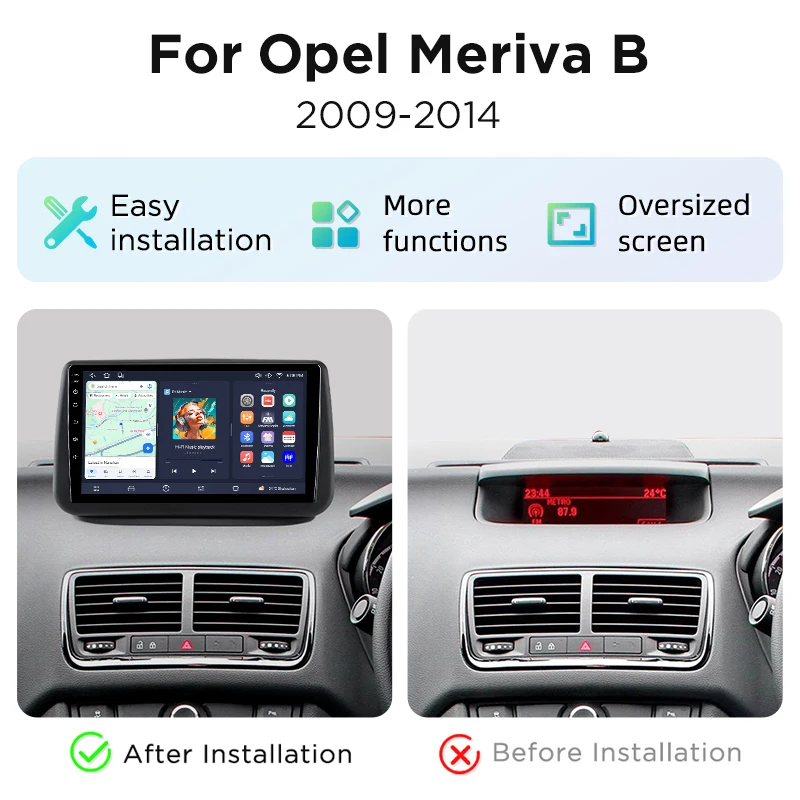 Radio para Auto Junsun de 8 Núcleos con 4G WiFi para Opel Meriva B 2009 2010 2011 2012-2014, Pantalla IPS, CarPlay, Android Auto, GPS, Navegador, Estéreo, SWC, BT, FM, AM, RDS, DSP, 2Din, Mirror Link, Reproductor Multimedia, Chat por Voz con IA, Cámara 360 Opcional, Actualización OTA, Unidad Principal 2