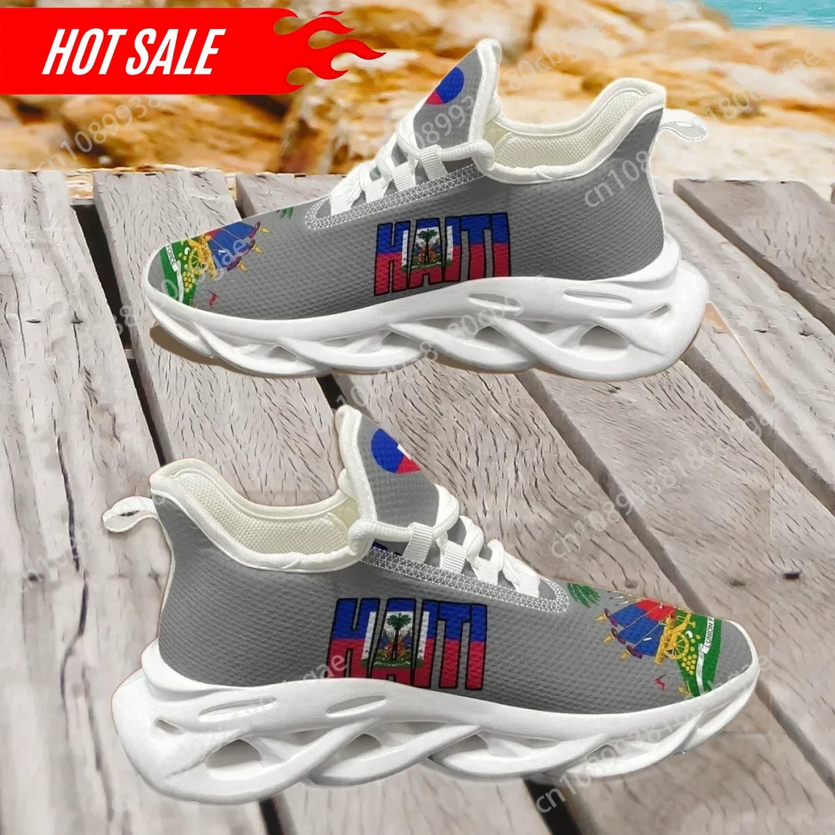 Sports Shoes Haiti National Pattern Wear-resistant Platform Walking Flat Shoes for Women Travel Round Toe Zapatillas Erkek 2025
