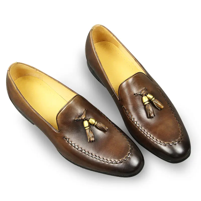 Mokasyny biurowe męskie buty wykonane z czystej skóry bydlęcej Zapatos Para Hombres sukienka biznesowe obuwie codzienne oddychające szybka dostawa