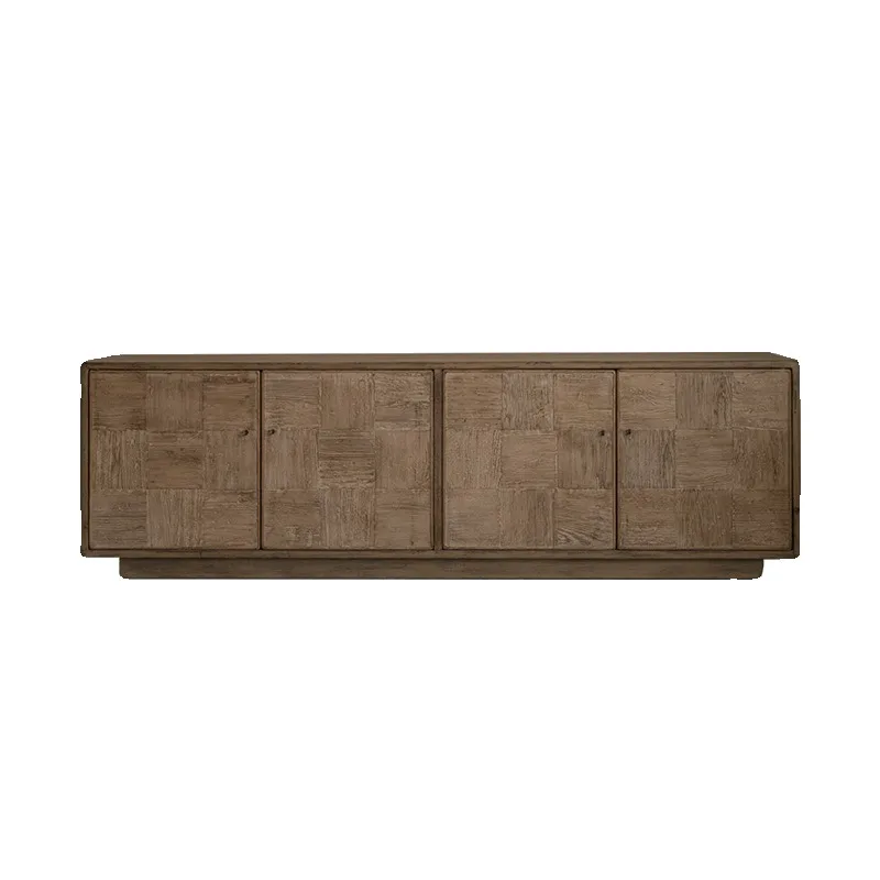 Modern wabi-sandy wind living room solid wood TV cabinet, home wooden entrance cabinet, retro floor sofa back cabinet