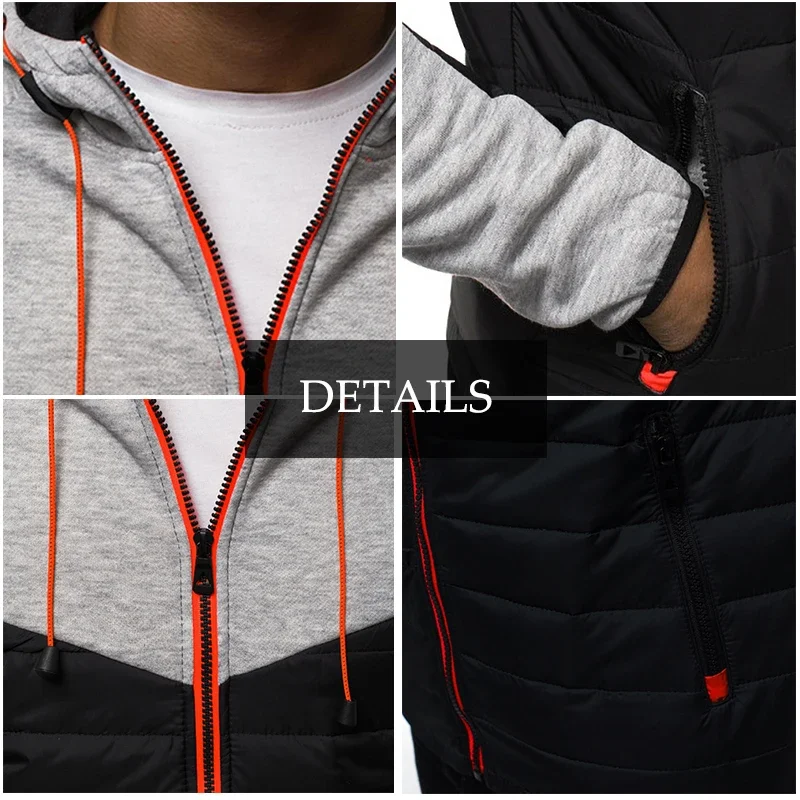 Custom Your Logo Men's Jacket Brand Autumn Winter Patchwork Zipper Long Sleeve Hooded Fashion Casual DIY Design Male Coat