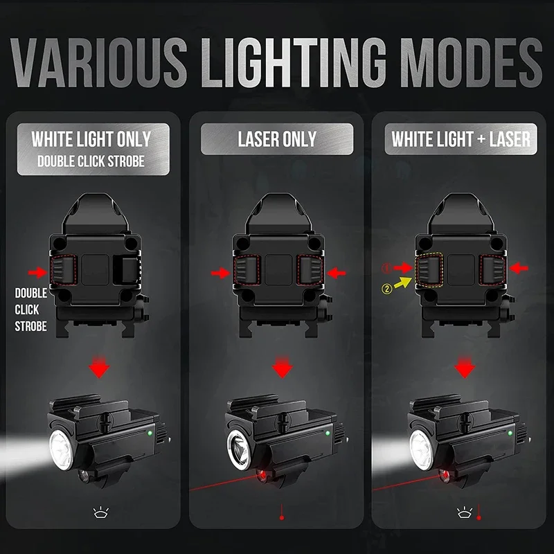 Richfire taktyczna latarka LED SST20 600 lm akumulatorowa broń światło czerwone światło laserowe Combo na 20mm szynka Picatinny Gun Light