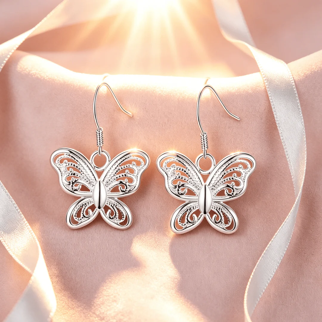 Korean fashion Unique butterfly 925 Sterling Silver Earring for Women classic party wedding accessories Jewelry Holiday gift