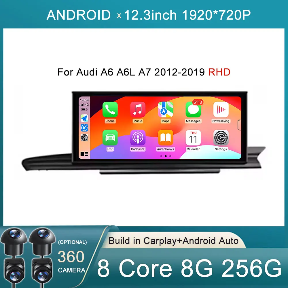 RHD For Audi A6 A6L A7 2012-2019 Android 15 12.3