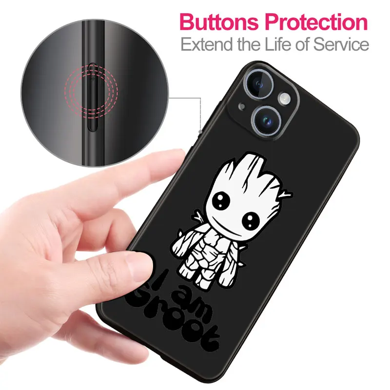 Marvel Groot Baby Silicone Case Funda for iPhone 15 14 Plus 14Pro 7 8 6S 11 XR XS X 12 Mini 13 Pro Max 13pro 8 7 plus cover