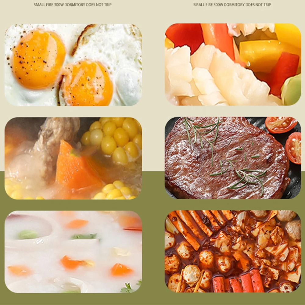 Mini fogão elétrico antiaderente, panela de cozimento doméstico, única camada dupla, vaporizador de aço inoxidável, panela quente, 110V, 220V, 1.8L