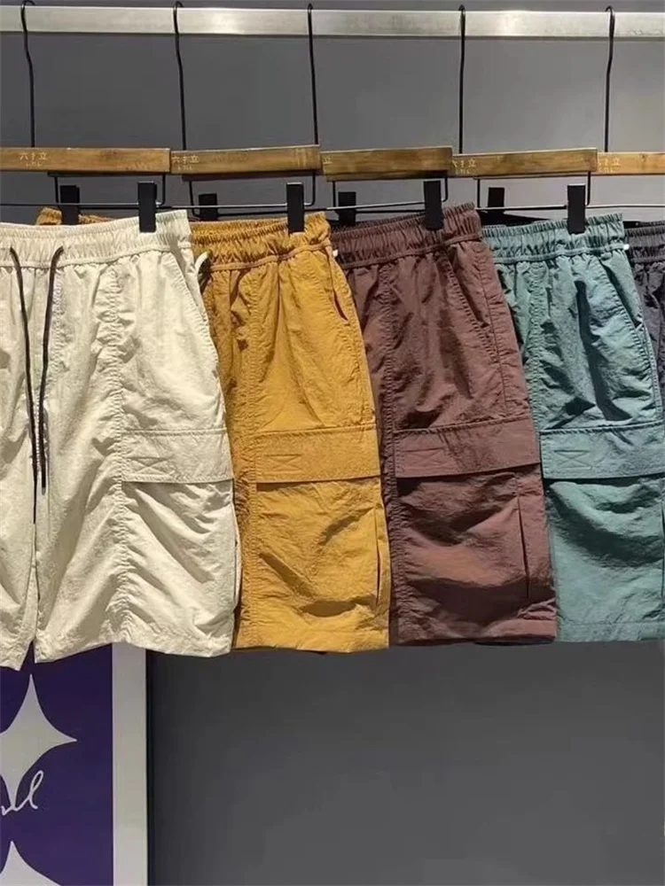 

Casual Loose Men's Spor Straight Leg Pants Five-Quarter Length Summer Faionable Brand Elastic Waist Workwear Sle