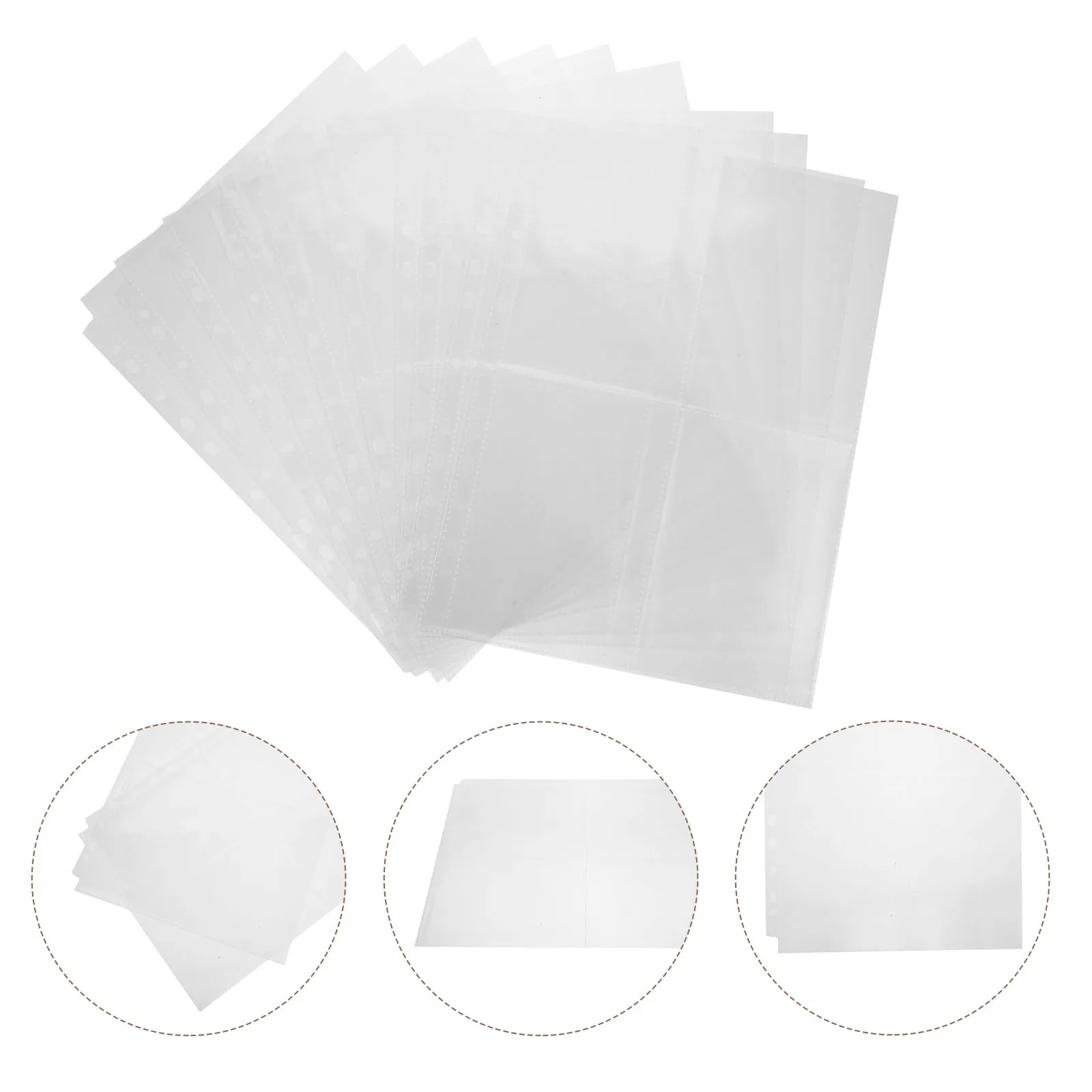 

60 Pcs Postcard Cover Book 4 Ring Photo Protectors Clear Album Refills Inserts Sleeves Double Sided