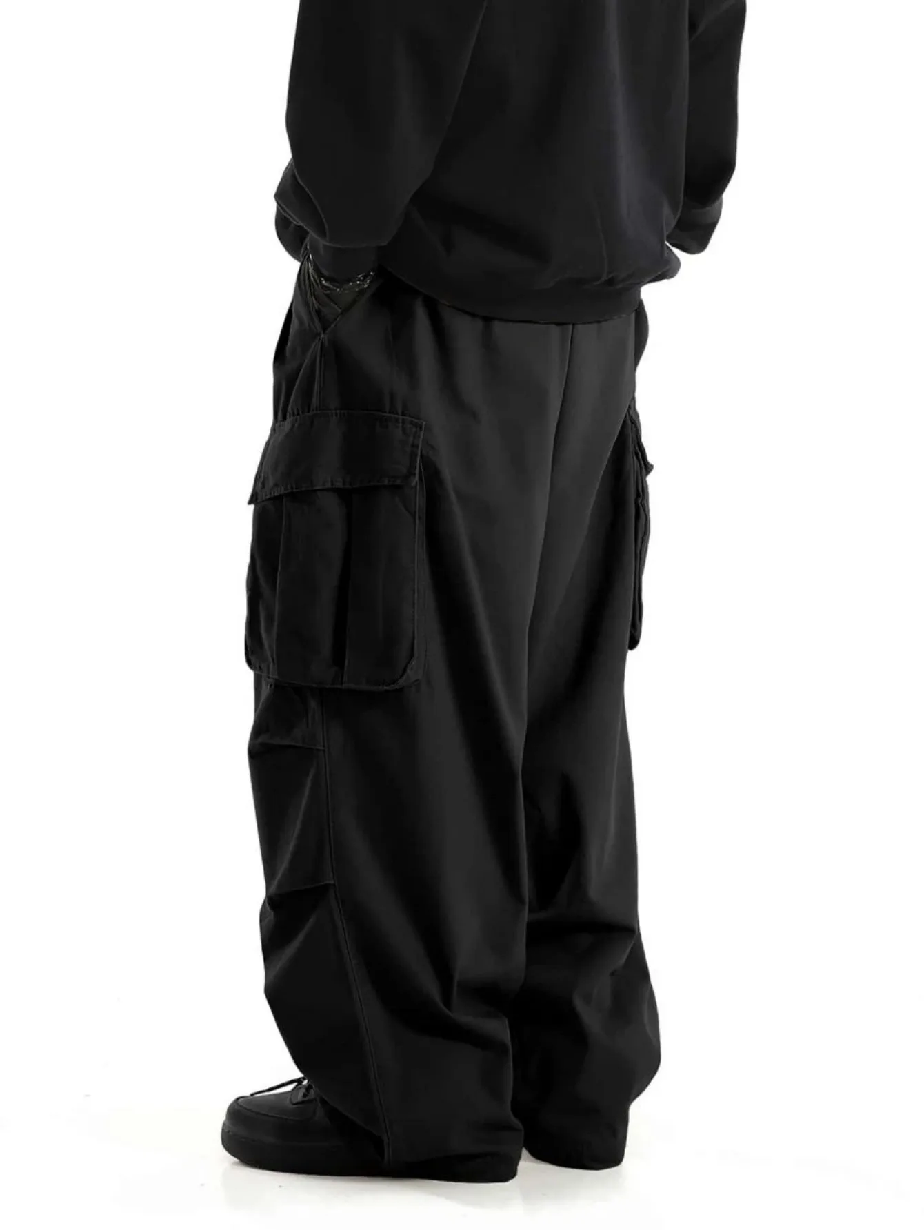 plus Size Men's Workwear Wide Leg Pants Loose Street Style Trendy Cargo Trousers