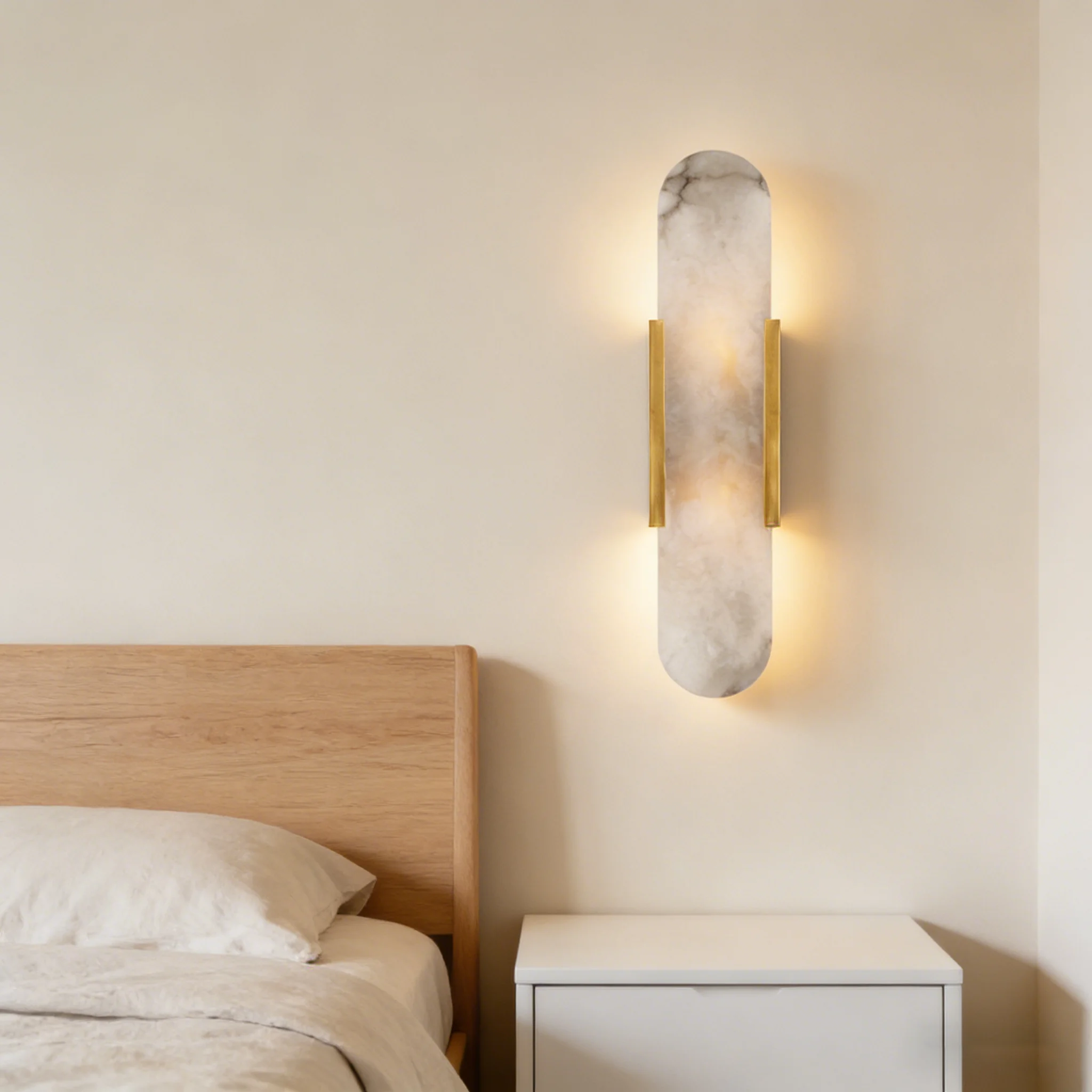 

Spanish Natural Marble Wall Lamp Bedside Lamp Postmodern Living Room Corridor Decorative Atmosphere Lamp