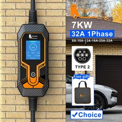 feyree Caricatore portatile EV Wallbox Type2 7KW 32A 1 fase 5m Cavo Presa CEE EVSE Scatola di ricarica per caricabatteria per auto per veicoli elettrici