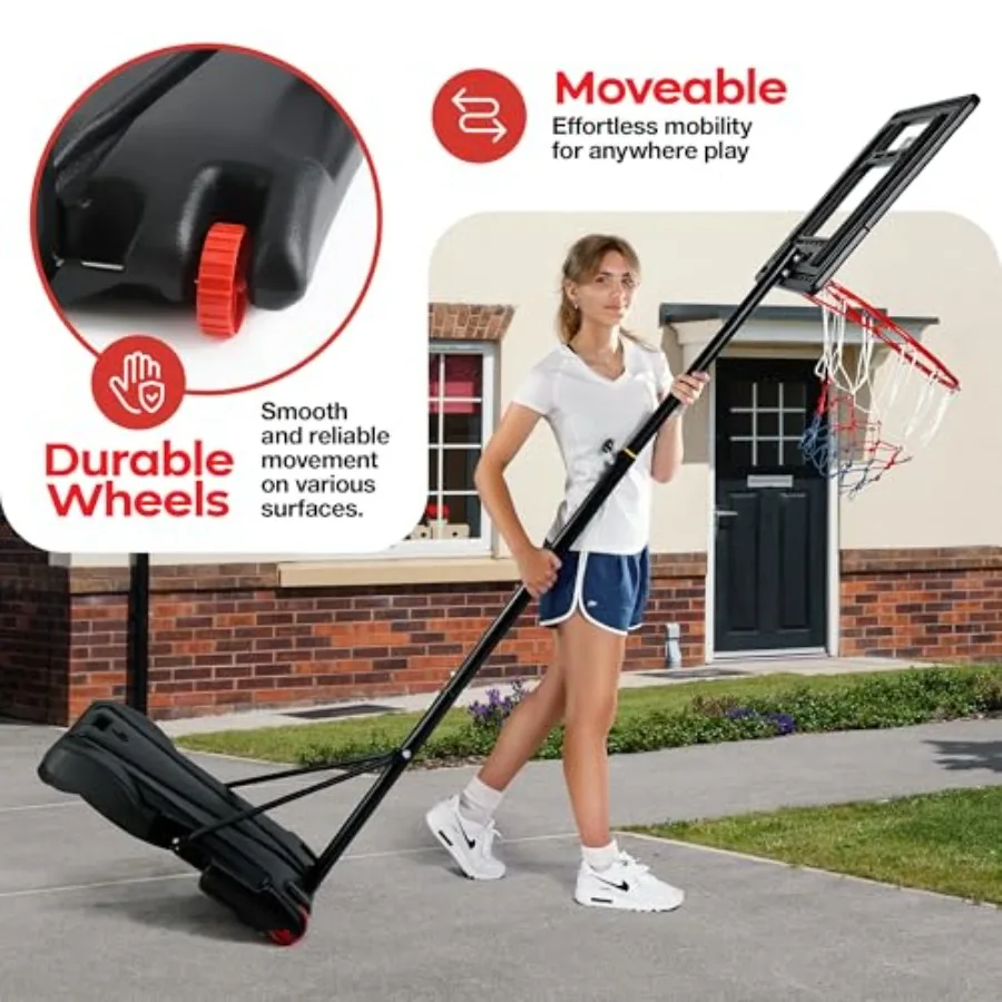 バスケットボールフープ 屋外用 33インチ バックボード 高さ70～84インチ調節可能 ポータブルバスケットゴール ティーンエイジャーと若者向け