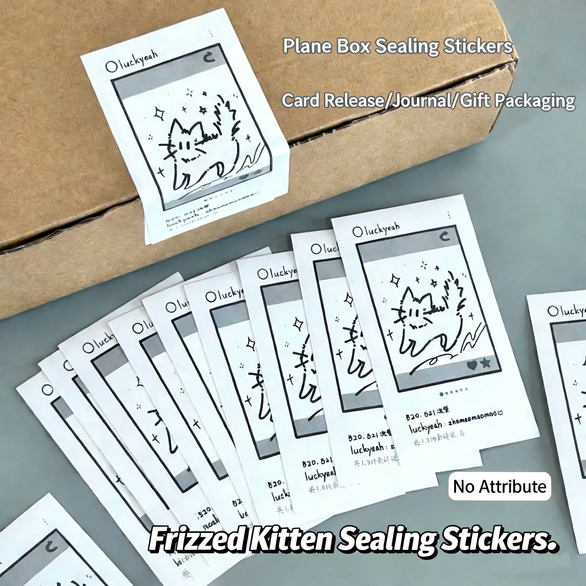 

Минималистичные наклейки с кудрявым котенком: милые черно-белые контурные стикеры для подарочной упаковки, дневников, открыток, DIY-коробок и запечатывания