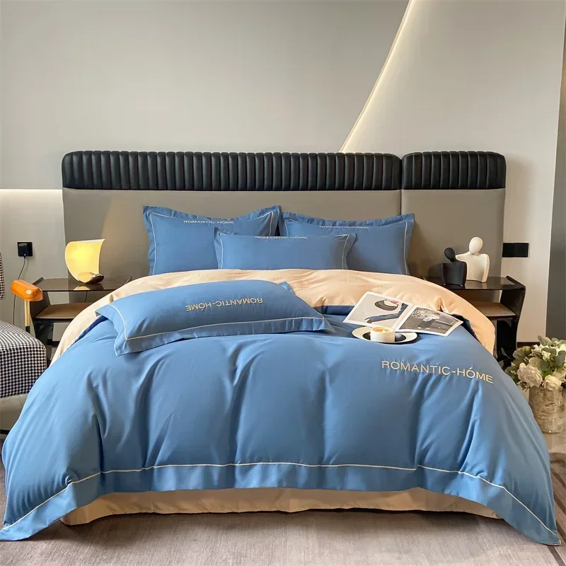 

Pure cotton long staple cotton bedding set of four, all cotton matte bed sheet and duvet cover