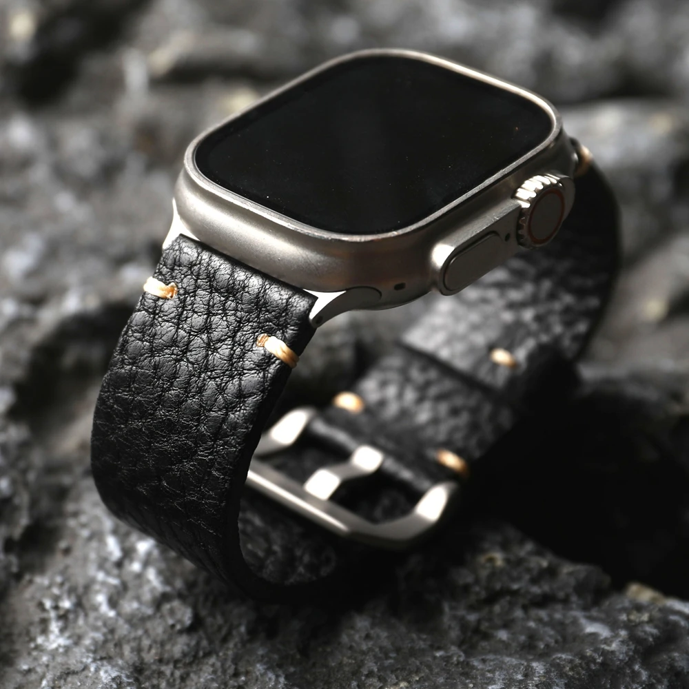 Hand gefertigte Kopfs chicht Rindsleder Armband Wrestling Narbe italienisches Leder fit iwatch Apple Uhr 49mm 46mm 45mm s10 ultra3 männlich
