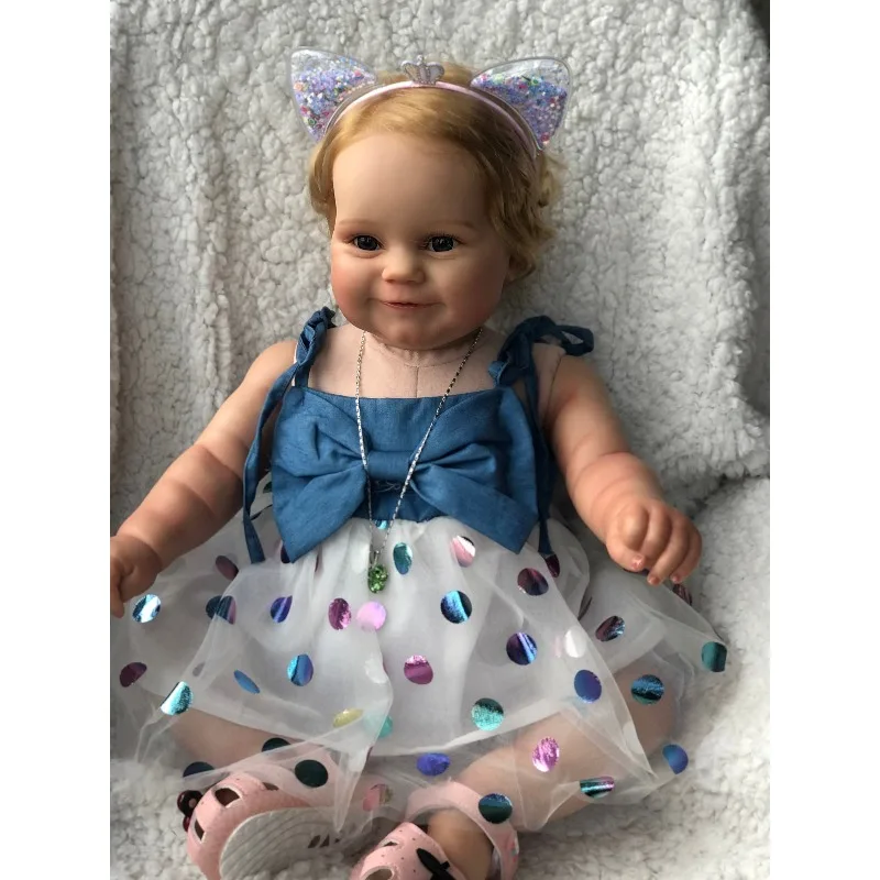 

24inch Already Painted Reborn Doll Kits Maddie with Rooted Blonde Curly Hair Unassembled DIY Doll Accessories