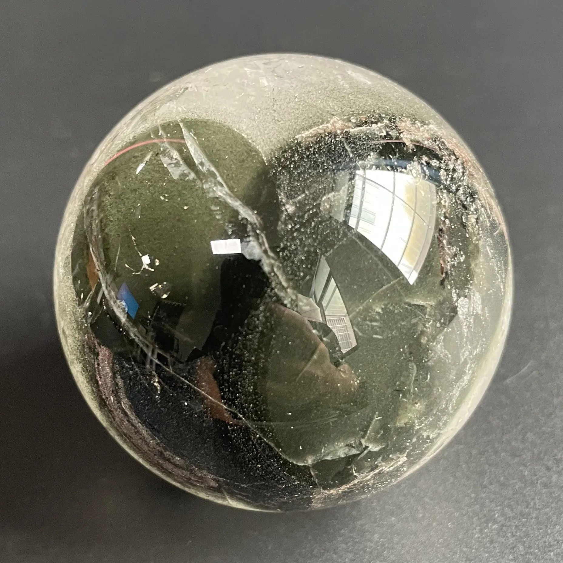 

273g Natural Crystal Ball Green Phantom Decoration Polished Quartz Sphere Reiki Healing Z127