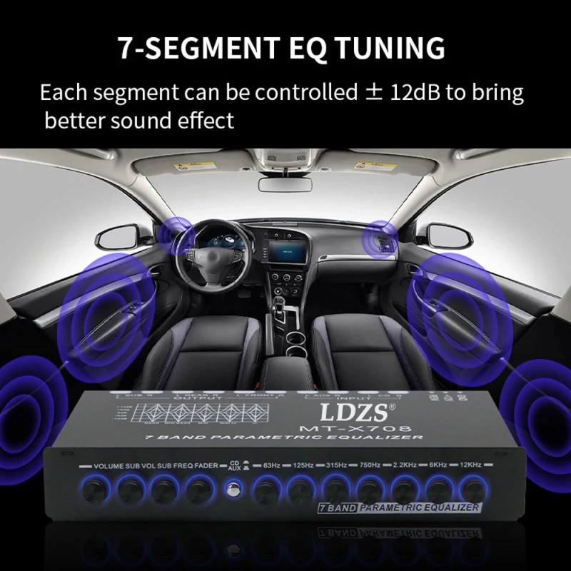 Professional 7 Band Car Equalizer Multifunctional Car Audio EQ Tuning Crossover Amplifier Parametric Equalizer Audio Equalizer