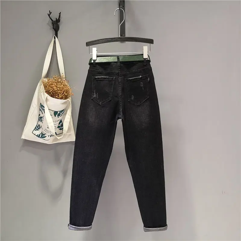high quality 2025 New Embroidery Trendy Jeans Elastic Loose Small Foot Fashion Thin Harlan Cowboy Cargo Pants Men low rise jeans
