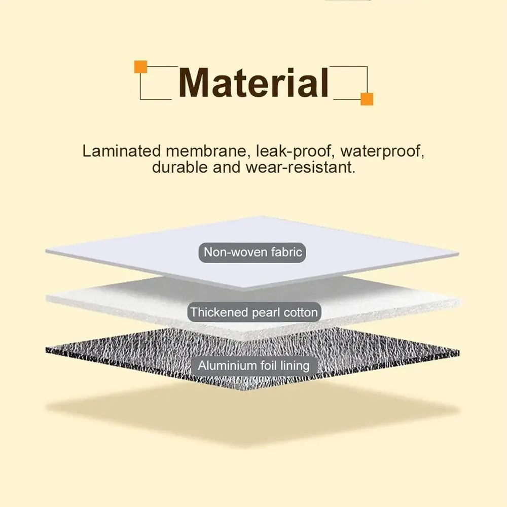 New Portable Insulated Thermal Cooler Bag Tin Foil Solid Color Refrigerated Bag Zip Drink Storage Outdoor Camping Picnic