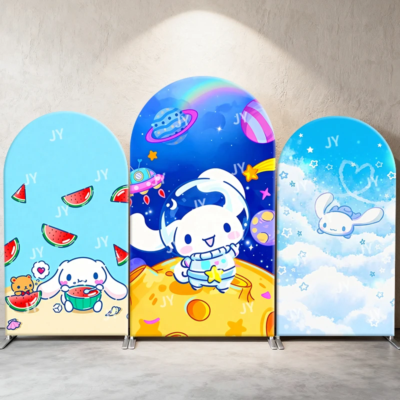 

Cinnamoroll Sanrio Arch Backdrop Cover Space Astronaut Watermelon Snack Cute Cartoon Birthday & Baby Shower Photo Booth Decor