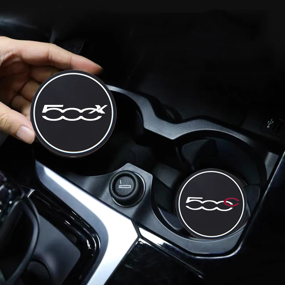 

2Pcs Car Coaster Water Cup Bottle Holder Anti-slip Pad Mat Silica Gel Bottle Holder Pad For Fiat 500C 500 500X 500L Car styling